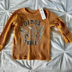 Dinos Rule Long Sleeve Shirt - Mustard color